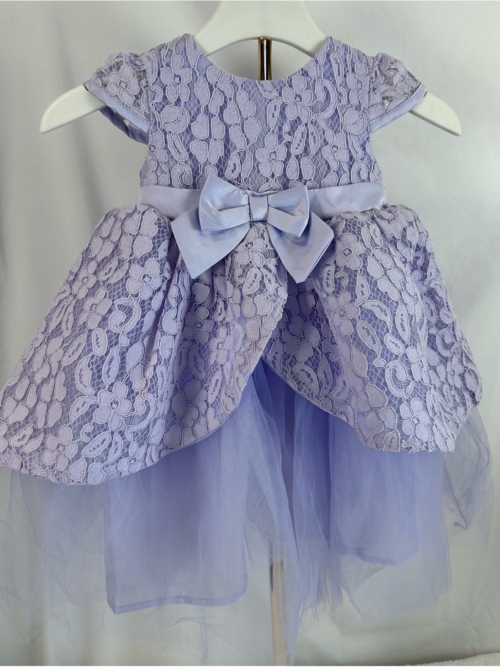 Blueberi Boulevard Girls 2T Lavender Lace Tulle Bow Party Dress